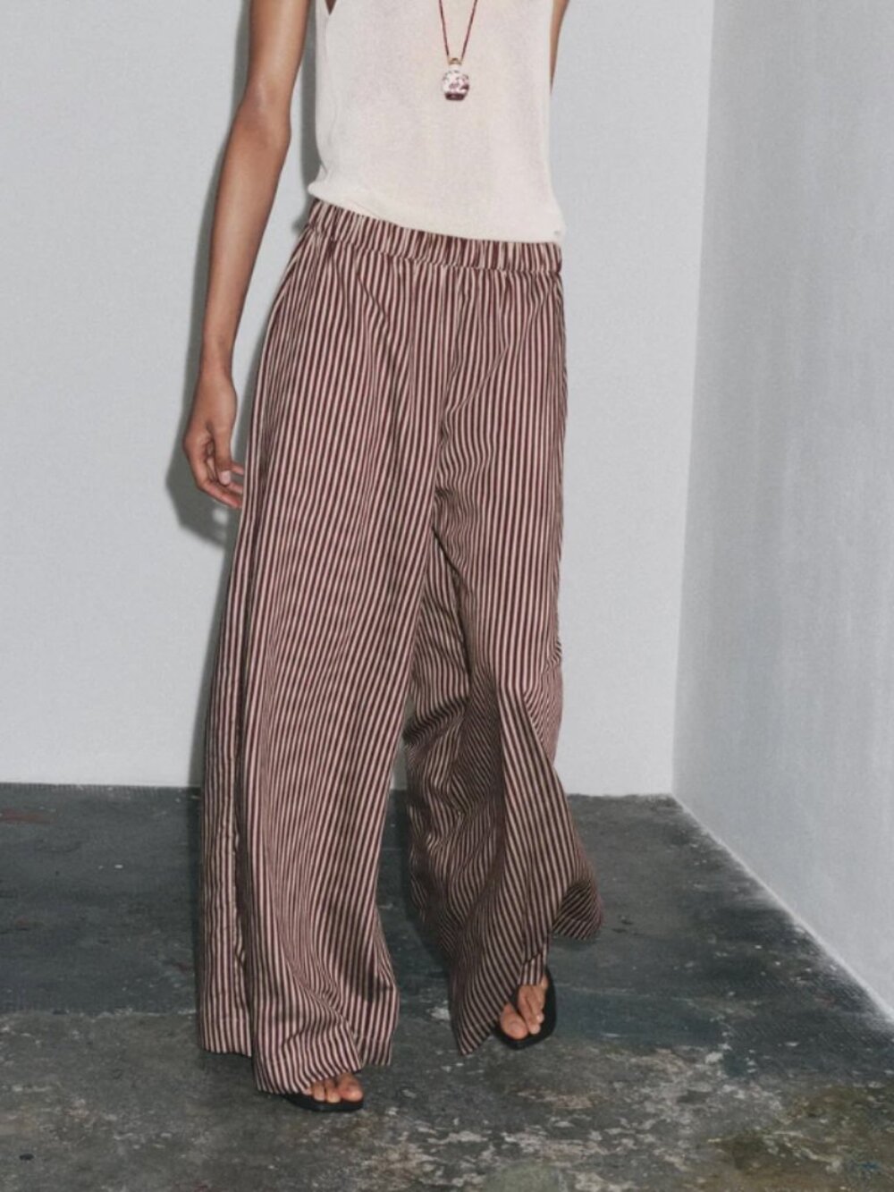 Zara ZW Collection Striped Flowy Pants